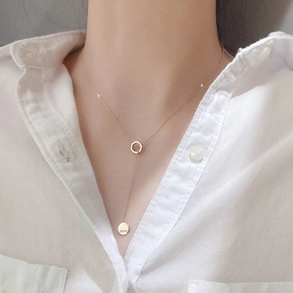 Jewelry - NEW Rose Gold/925 Sterling Silver Circle Necklace